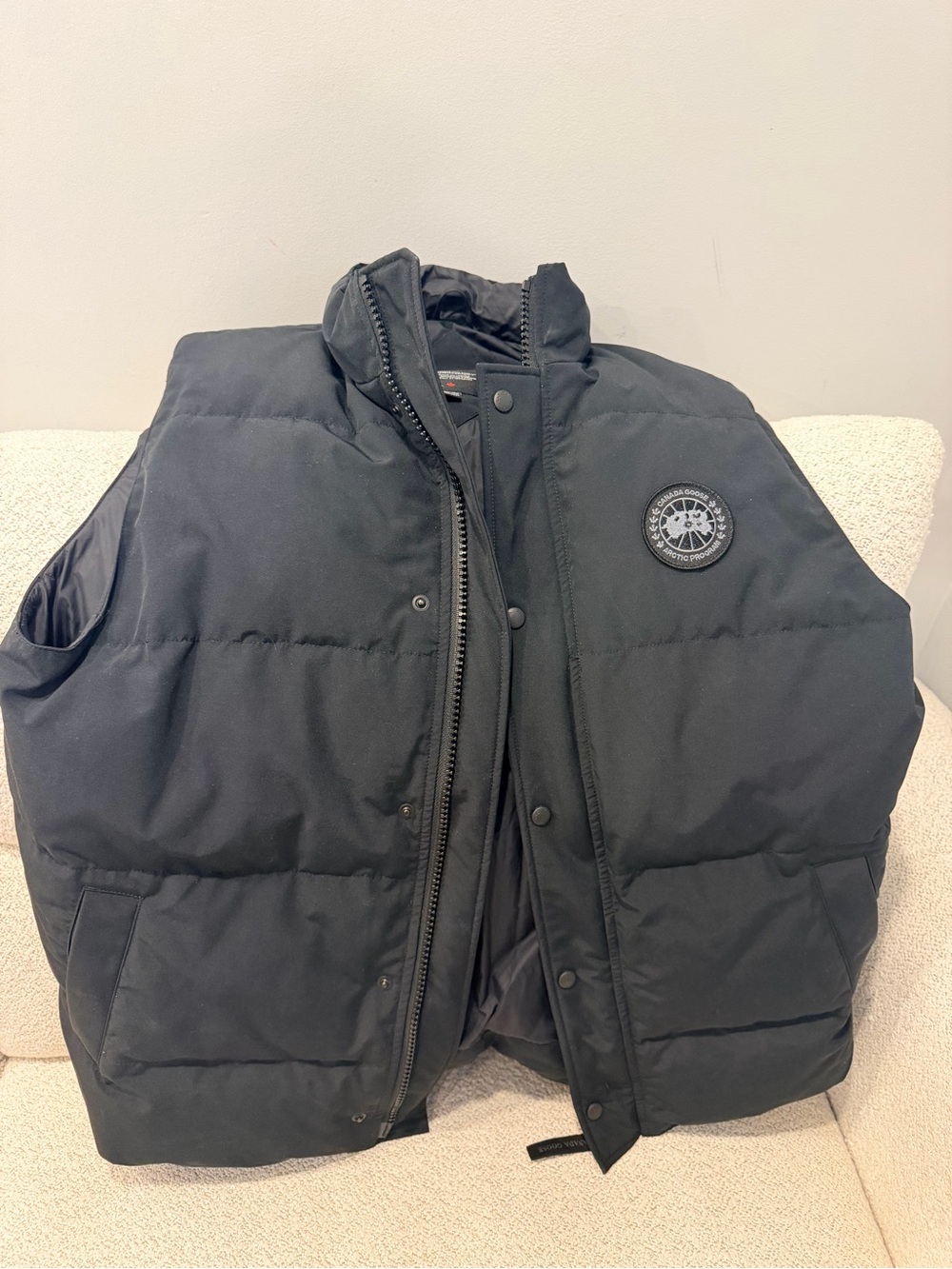 Canada Goose Black Puffer Vest with Patch Logo